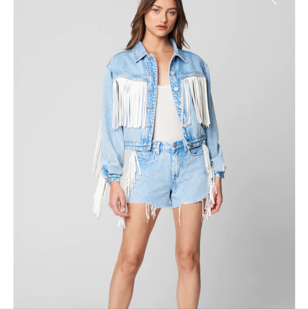 Blanknyc denim jacket w fringe